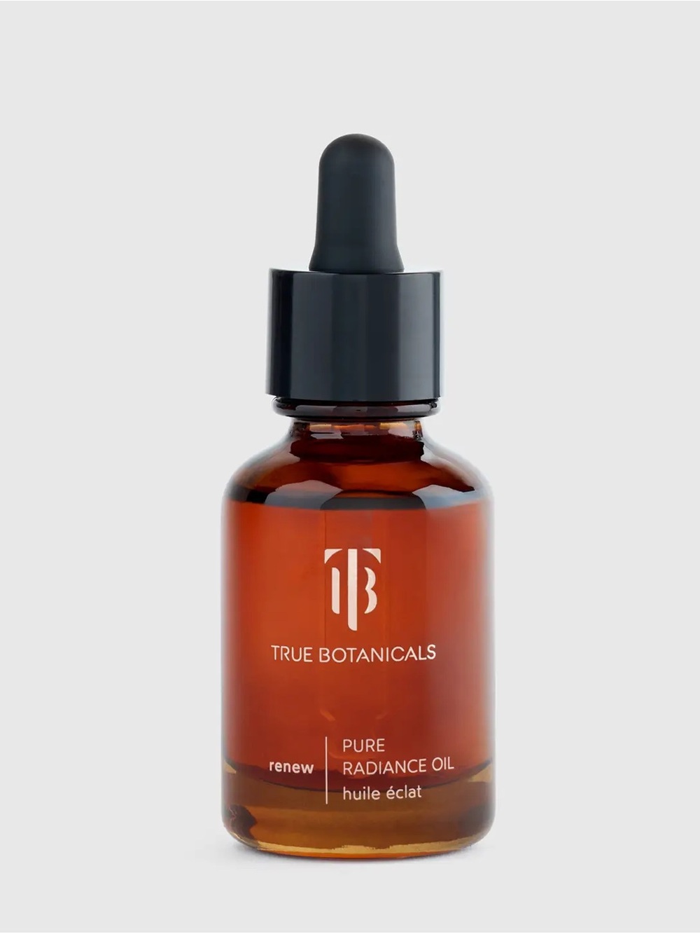 True Botanicals Pure Radiance Oil — Amber Facial Oil with Black Dropper